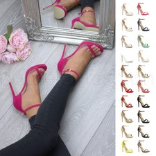 WOMENS LADIES HIGH HEEL STRAPPY BARELY THERE SANDALS EVENING PARTY SHOES SIZE