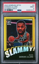2023 PANINI DONRUSS OPTIC SLAMMY! GOLD #2 DAMIAN LILLARD 4/10 PSA 9