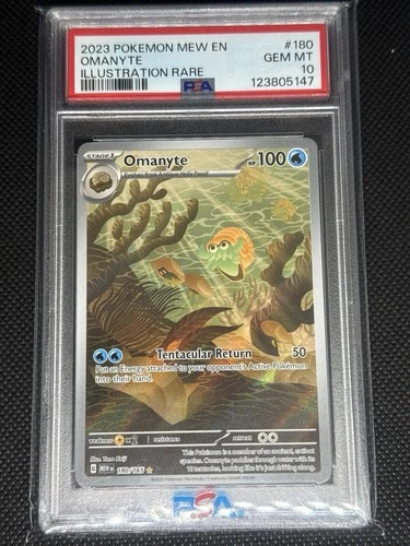Pokémon TCG Omanyte Scarlet & Violet 151 Illustration Rare Card 180/165 PSA 10