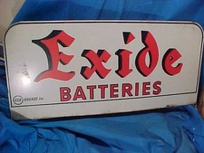 Orig 1950s EXIDE BATTERIES Metal GARAGE Gas Station DISPLAY Rack SIGN 28