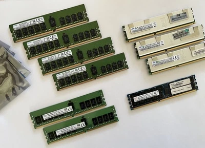 10 x 16GB - Memory / Ram - Samsung, Hynix, PC3 / PC4 - 240pin SDRAM Reg ECC. - Image 1 of 4