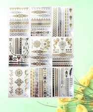 9 sheets gold silver metallic tattoo jewelry cool flash tattoos