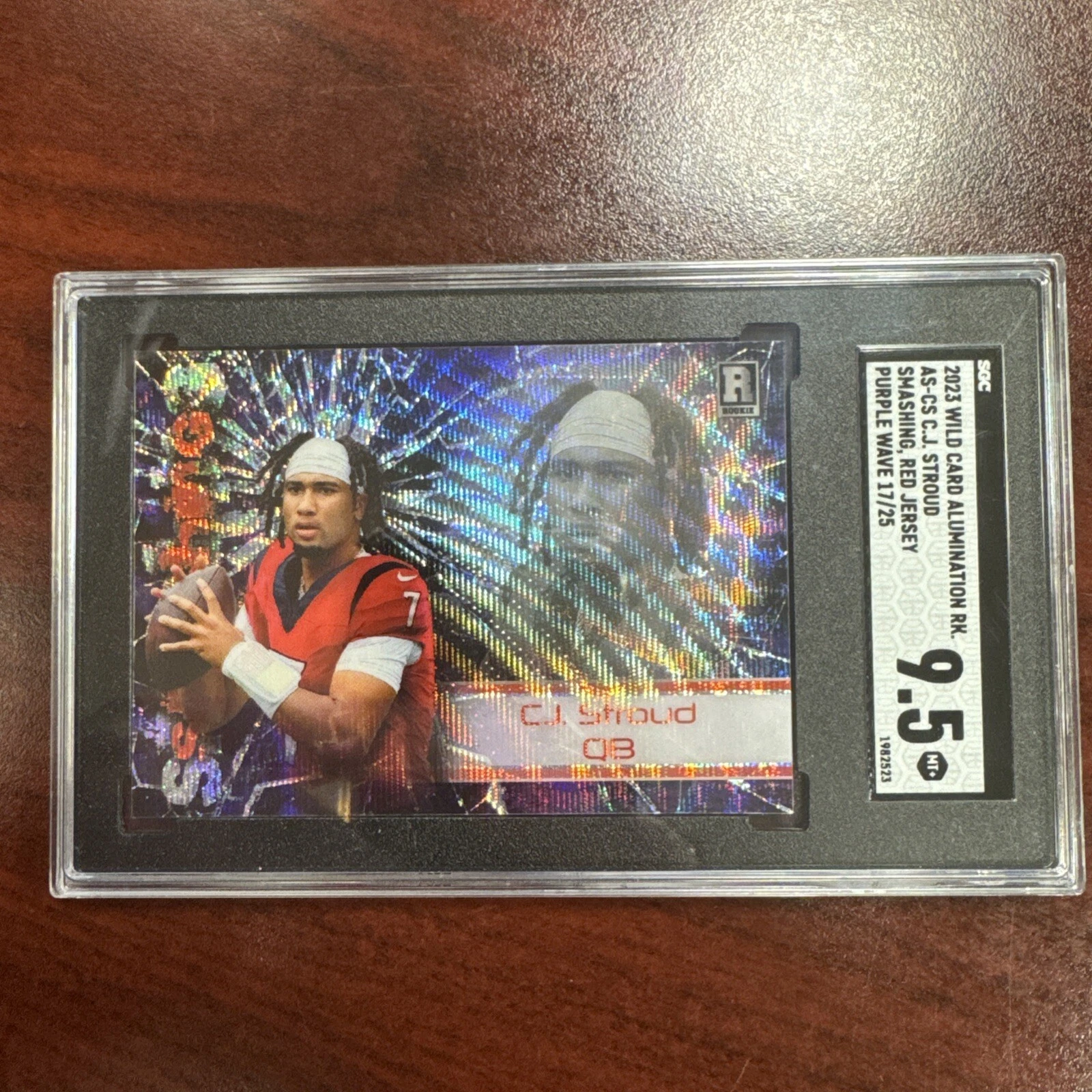 CJ Stroud Wild Card Alumination Rookie Edition Smashing #ASCS Red Jersey-Wave-Purple