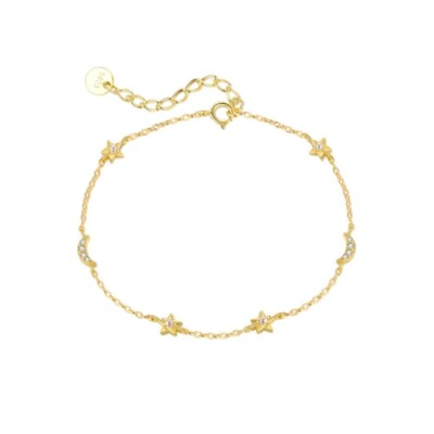 18k Gold Plated Colorful CZ Star Moon Flower Dangle Women's