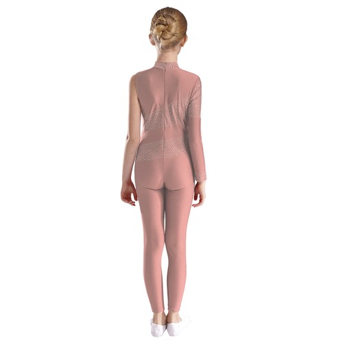 Kids Girls Leotard Sparkly Bodysuit Full Length Jumpsuit Figure Skating Costume - Picture 49 of 58