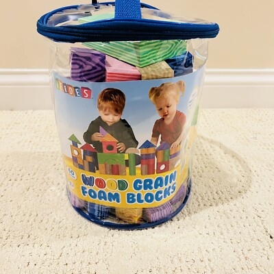 VERDES Wood Grain Foam Building Blocks 60 Piece Set Age 2+ New