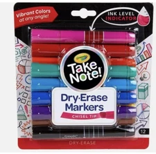 Crayola Low Odor Dry Erase Markers for Kids & Adults Chisel Tip 12pk