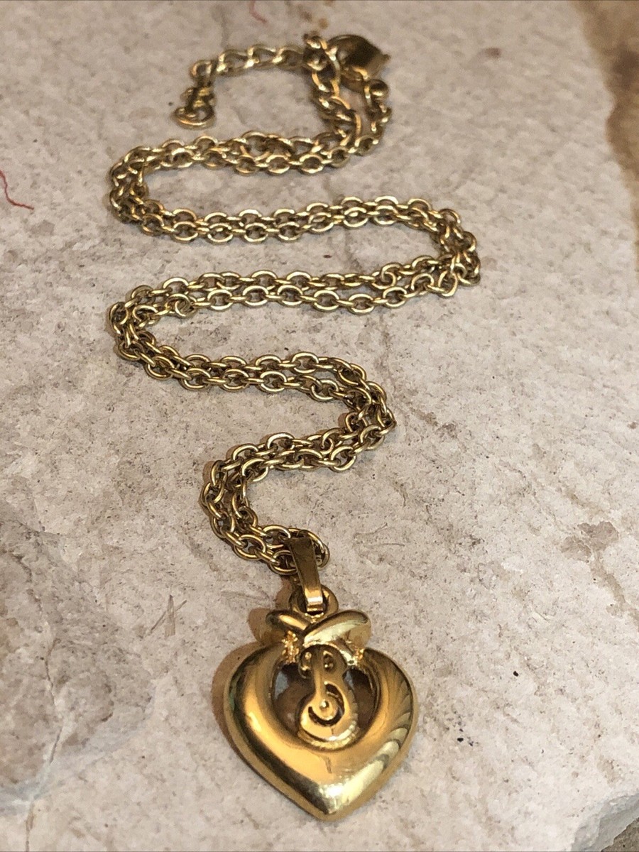 BURBERRY ハート B ロゴ ゴールド ネックレス 80s 美品 キラキラ 