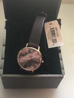 Brand New Emporio Armani Burgundy Leather Gray Marble Dial AR11172 Watch  32mm