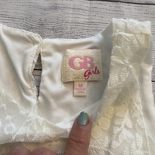 GB Girls White Crochet Sleeveless Floral Dress Size - Picture 5 of 8