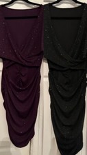 2 Women’s Dresses - Size XL - Cut Out Front Ruched Bodycon Dress - Glittered