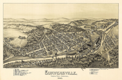 Panoramic Map of Curwensville Pennsylvania 16x24