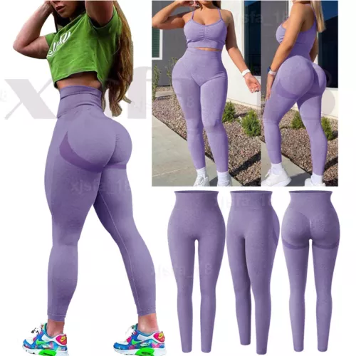 Women Anti Cellulite Yoga Pants High Waist PUSH UP Leggings Workout Trousers Gym - Picture 20 of 23