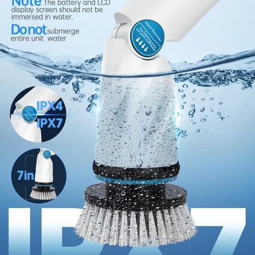 Electric Spin Scrubber for Cleaning with two 2000mAh Batteries with 8 Brushes - Picture 2 of 7