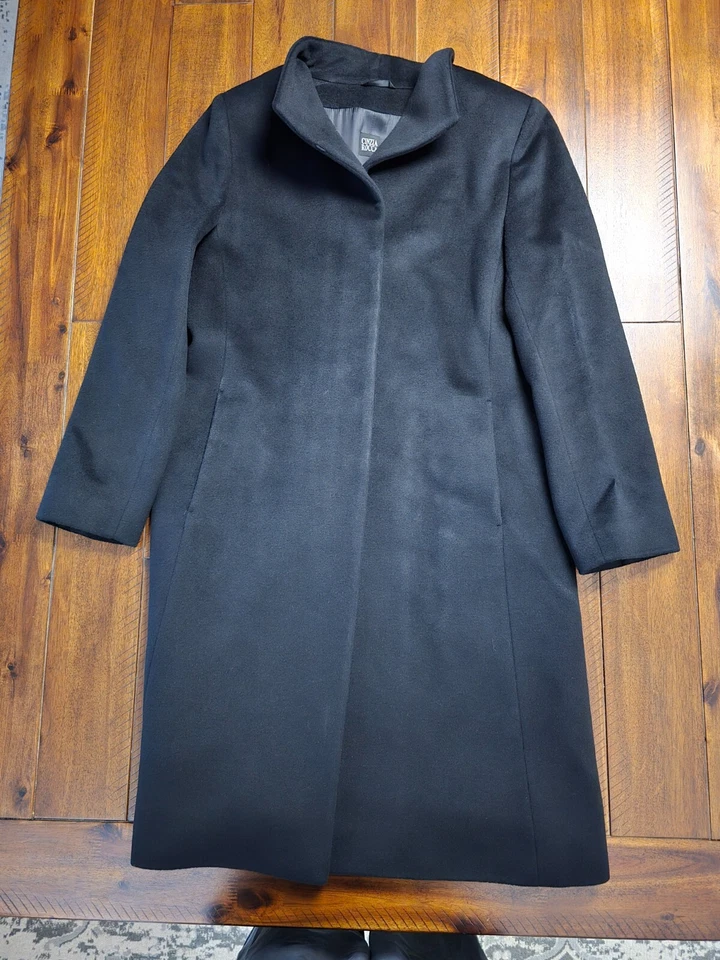 VTG Cinzia Rocca Women's Angora Wool Long Coat Black • Size 112 - Image 3 of 4