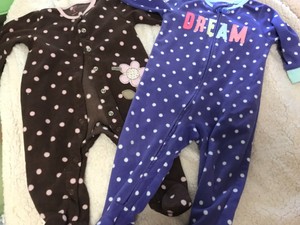 Carters Bebe Nina 9 12 Meses Lote De 2 Listones De Piqueros De Patas Lana Ropa Para Dormir Ebay