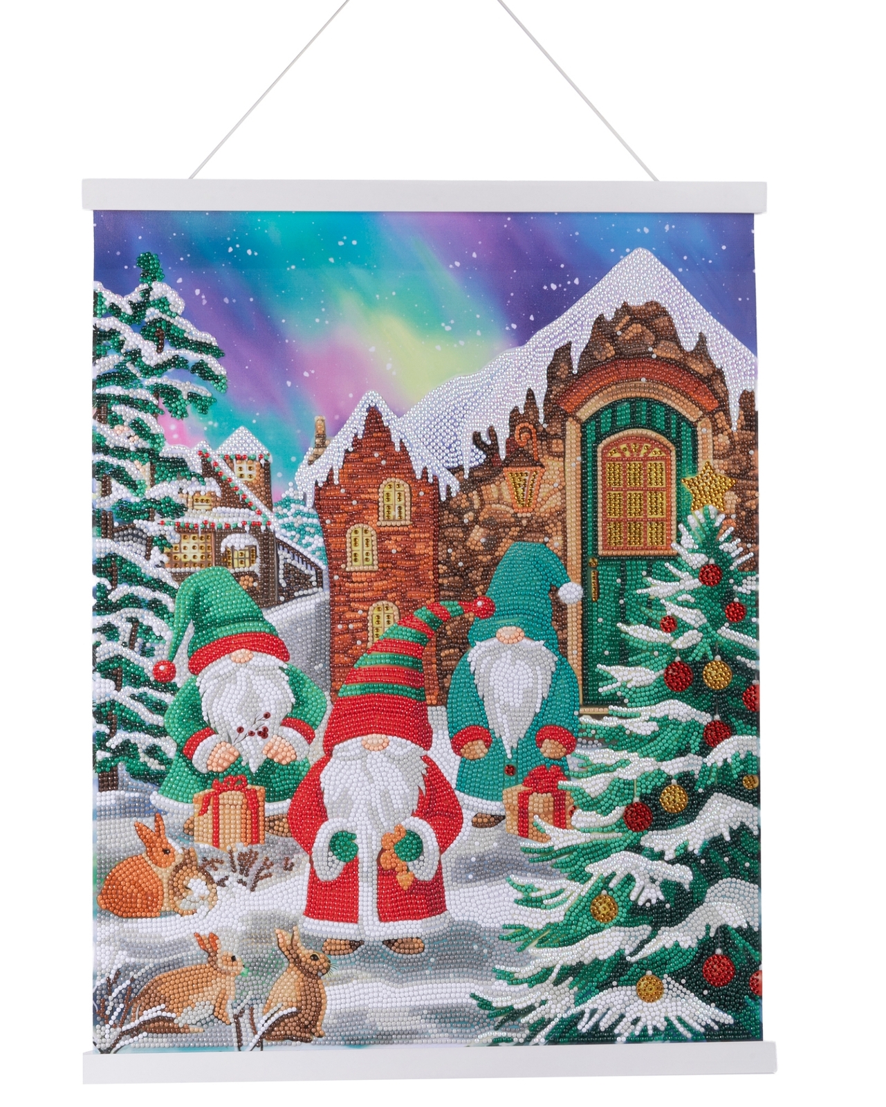 Three Merry Gnomes Christmas - Crystal Art 40x50cm Scroll Kit