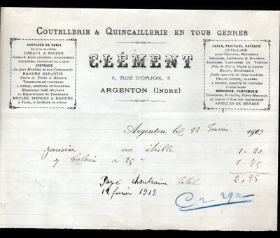 FACTURE 1913 Fabrique De Bijouterie Et Joaillerie F Cissier A Paris-M