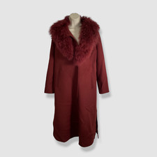 $2835 Yves Salomon Women's Red Velvet Fur Overcoat Size Fr 34/us 2