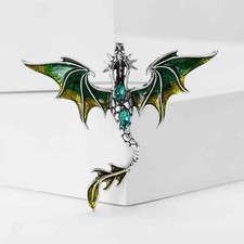 Popular Enamel Dragon Pins for Women Unisex Rhinestone Flying Dragons Decoration