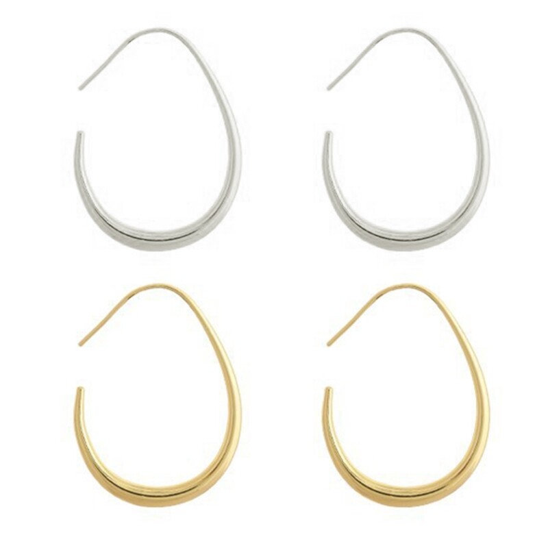 Punk Geometric Metal Oval Hoop Stud Earrings for Women