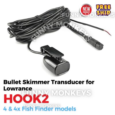Bullet Skimmer Transducer Replace for Lowrance HOOK2 - 4 & 4X Fish Finder models