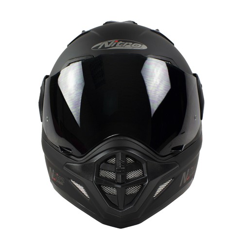 Nitro MX670 Dual Sport Peak Sun Visor Motorcycle Helmet - Matt Black - Picture 8 of 10