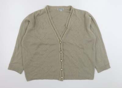 Exhibit Damen Strickjacke beige V-Ausschnitt Acrylmischung Größe M