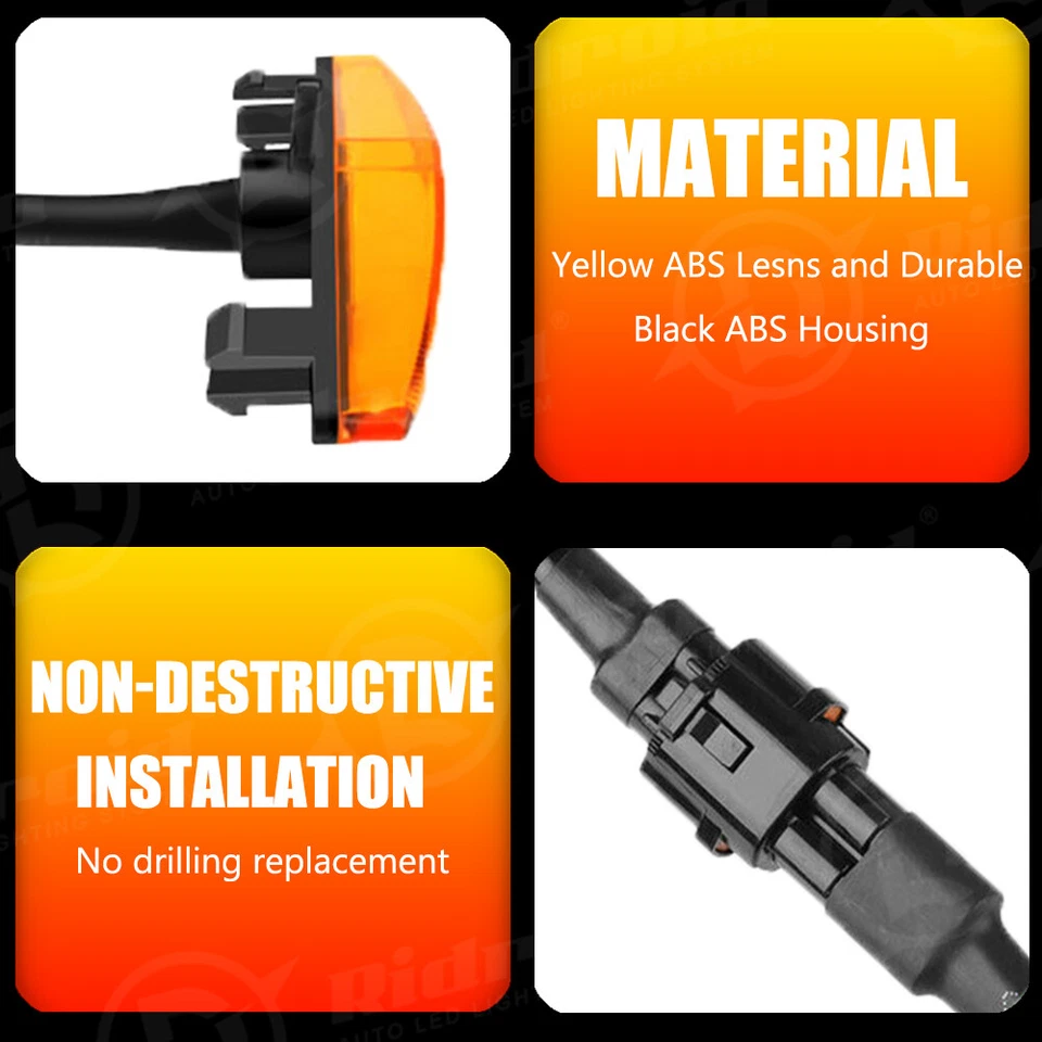 4PCS Raptor Style Amber Grille LED Lights For 2014-2021 Toyota 4Runner - Image 3 of 4