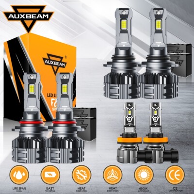 AUXBEAM Canbus LED Headlight 9005 High / 9006 Low Beam / H11 Fog Bulbs Bright