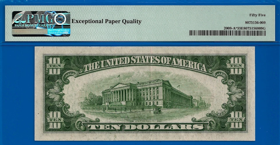 1934D $10 Federal Reserve Note - PMG 55EPQ - Top Pop 1/0 Boston Star Fr 2009-A* - Image 4 of 4