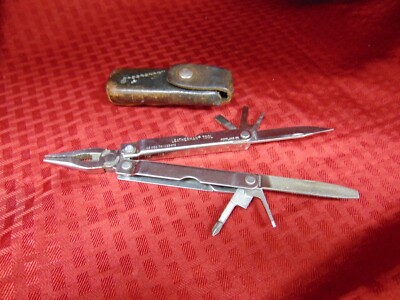 Vintage LEATHERMAN Pocket Survival Tool W/ Leather Sheath PORTLAND 1325473
