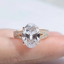 925 Sterling Silver 2.66Ct Oval Cut Simulated Diamond Engagement Women's Ring