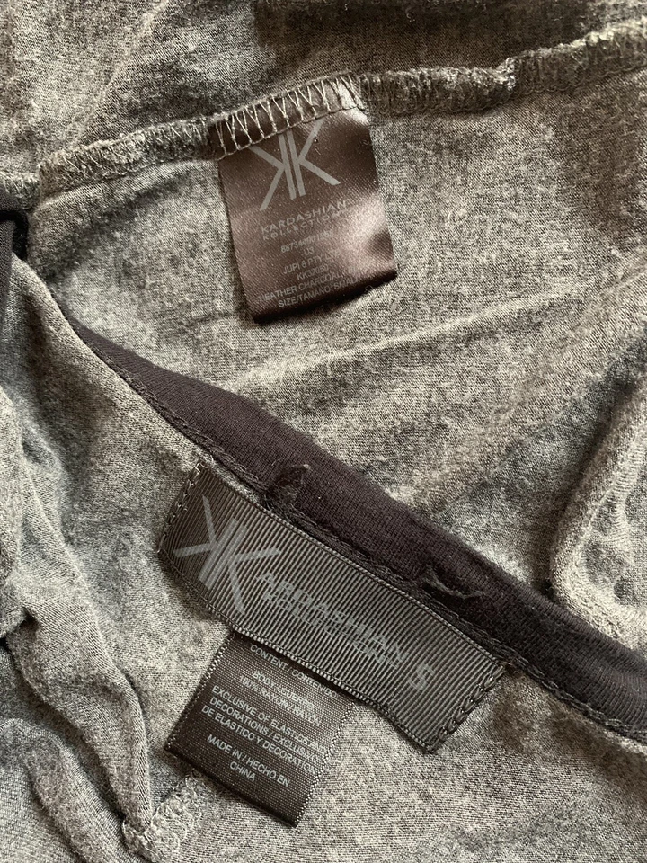 Vestido de Cóctel Kim Kardashian Elástico Mezcla de Algodón Gris Talla S/M Foto 4 de 4