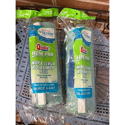 2x Quickie Clean Squeeze Type M Sponge Mop Refill Head Microban Blue 0582MB