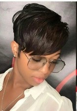 Pixie Cut Wig for Black Women Short Human Hair Wigs Short Layered Wigs with Bang