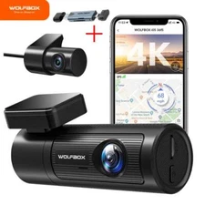 WOLFBOX i05 Dash Cam Front and Rear, 4K Dash Cam with GPS WiFi UHD & Card Reader