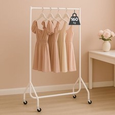 3ft Wide x 5ft Tall White Commercial Grade Heavy Duty Steel Clothes Rail With 16