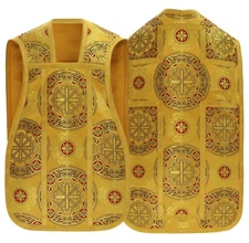 Gold Roman Fiddleback Chasuble with stole Vestment Casulla Dorada Casula RG35