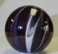 14787m Large 1.85 In Dark Purple and White Handmade Contemporary Marble Mint