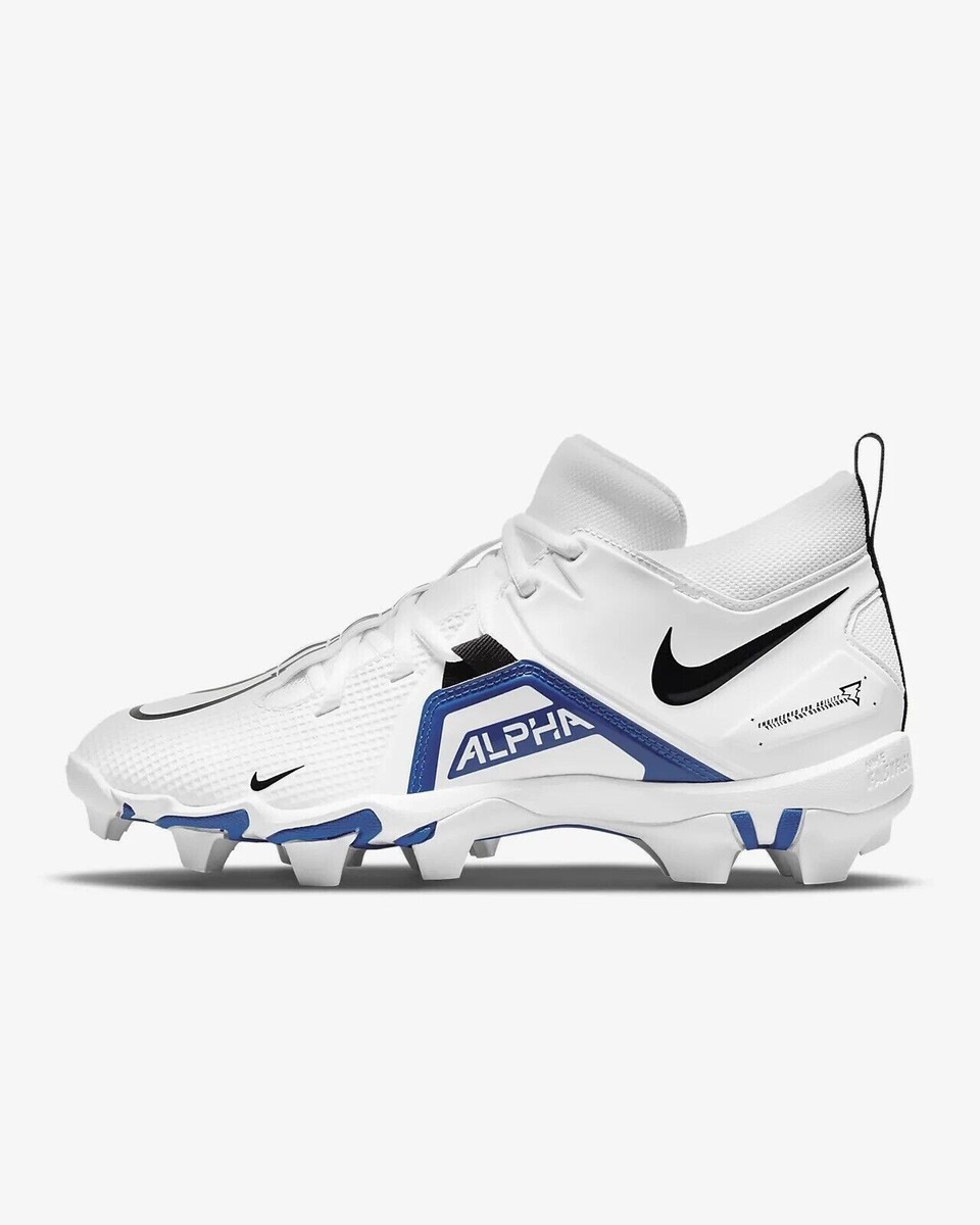 New Nike Alpha Menace 3 Shark Football Cleats White Blue CV0582