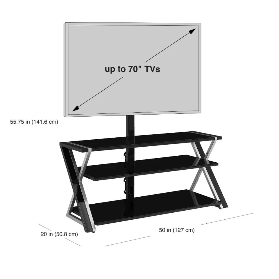 Soporte de televisión Whalen Xavier 3 en 1, negro Foto 3 de 4