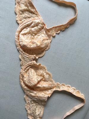 Gossard Bügel BH Calais Gr 85 B orange Stickerei Spitze Blätter Halbfutter neuwe
