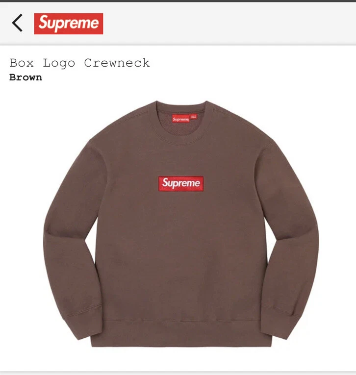 NEW Supreme Box Logo Crewneck Brown Small FW22 confirmed order