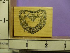 Heart bow flowers wreath RUBBER STAMP 27I