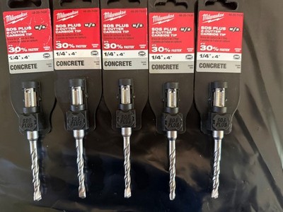 Milwaukee 48-20-7430 SDS Plus Hammer Drill Bit 1/4'' x 2'' x 4'' - 2 Cutter- 5 Pack