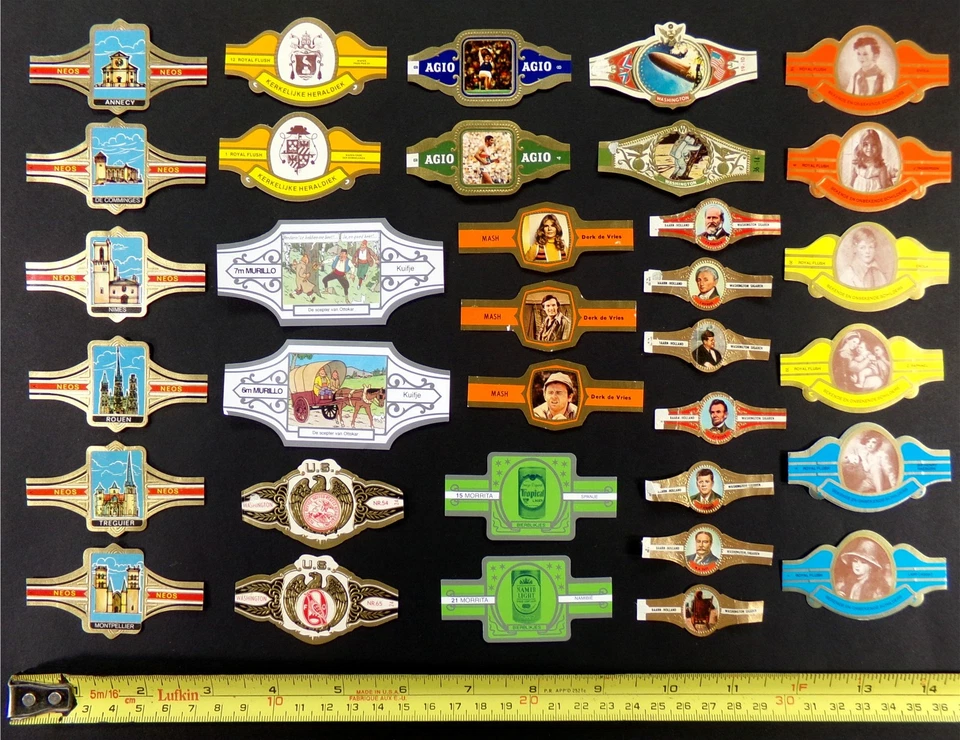 500 ETIQUETAS DE CIGARROS: Lote Mundial, Colección de Etiquetas de Banda Antigua Extraña Rara Foto 3 de 4