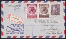 BELGIUM 1956 Registered airmail cover Antwerp to New Zealand...............D6860