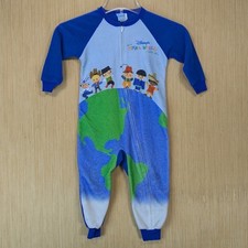 Vintage Disney Its A Small World Fleece Sleeper Pajamas Blue Kids 3T JCPenney