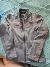 Under armour Gray Marble Fleece Lined Full Zip Pink Piping Jacket Ladies Sz M